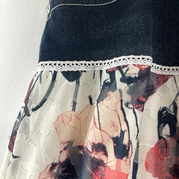 Unbranded Coastal Cowgirl Denim Waist w/ Floral Flared Maxi Skirt - Picture 4 of 12
